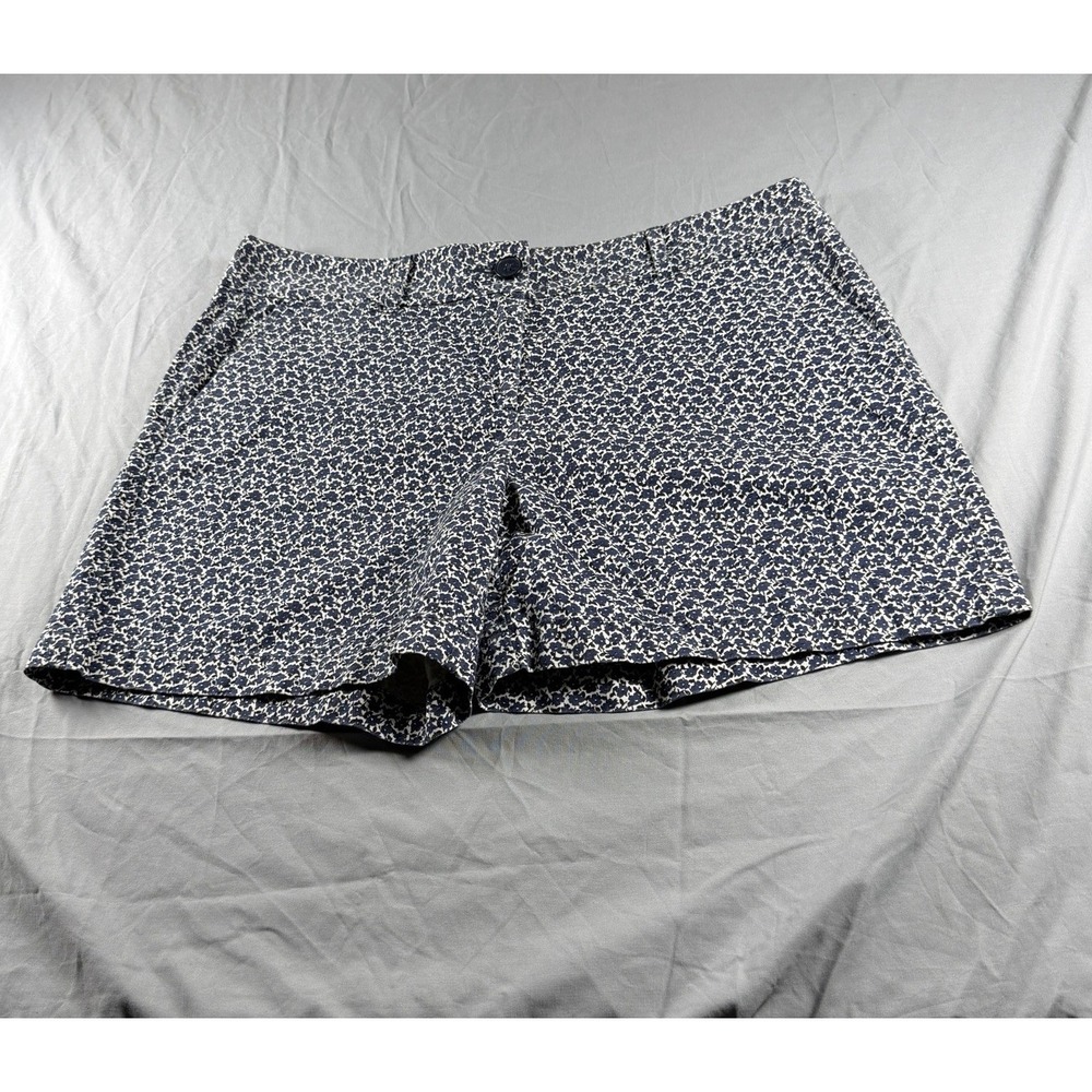 Loft Chino Twill Shorts Women's Size 8 Blue White Print Summer Cotton Preppy